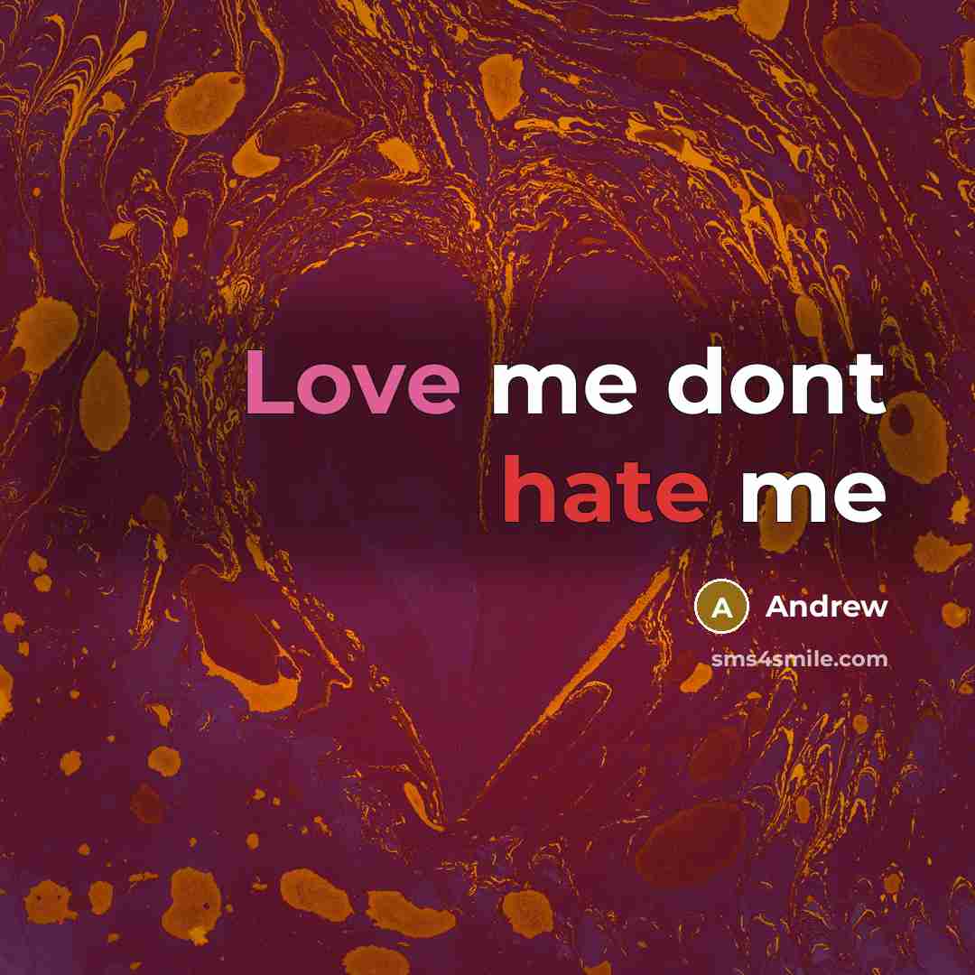 “Love me dont hate me” quote by Andrew