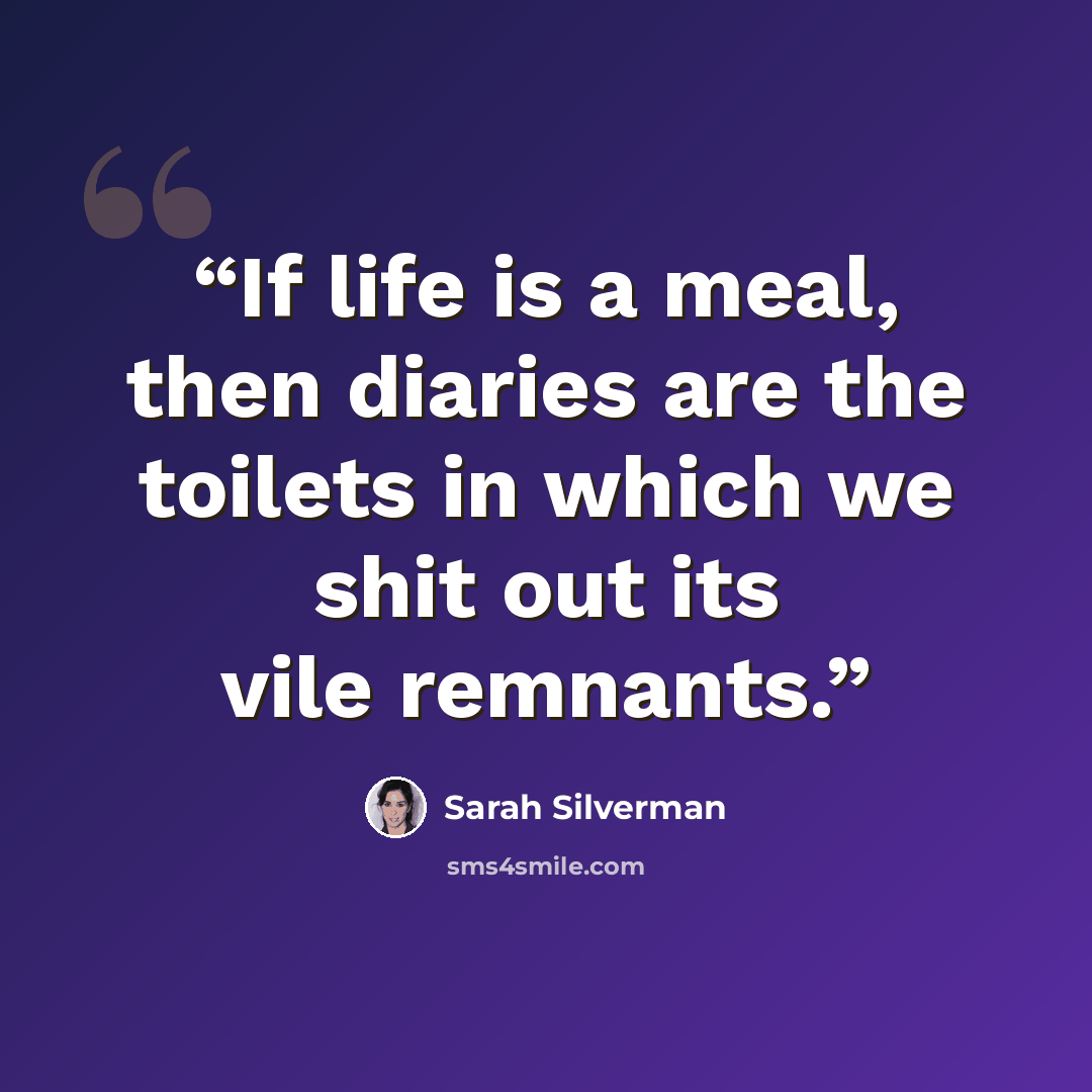 “If life is a meal, then diaries are the toilets in which we shit out its vile remnants.” quote by Sarah Silverman