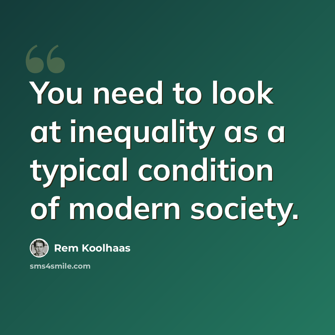 “You need to look at inequality as a typical condition of modern society.” quote by Rem Koolhaas