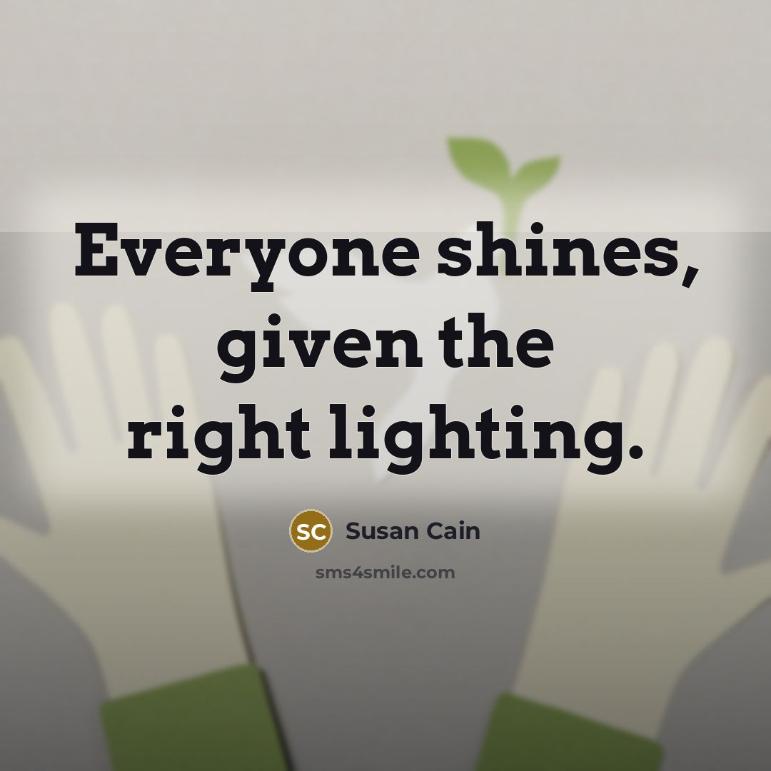 “Everyone shines, given the right lighting.” quote by Susan Cain