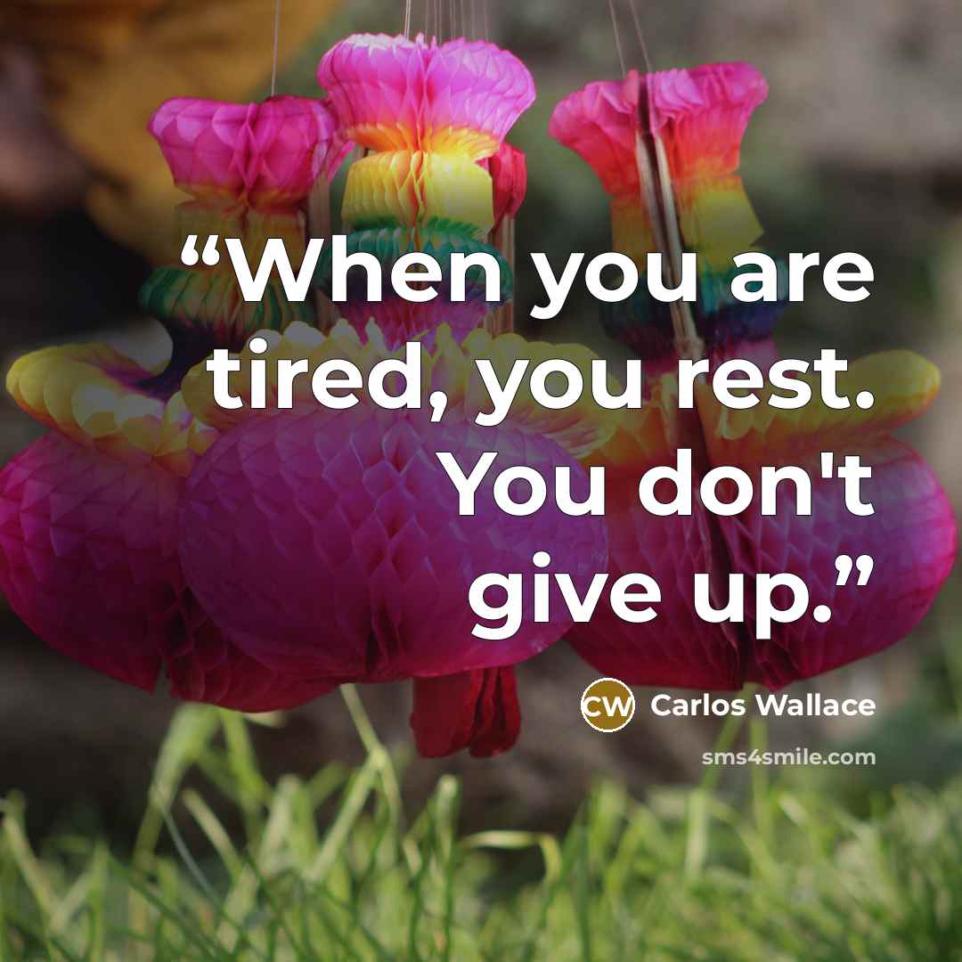 “When you are tired, you rest. You don't give up.” quote by Carlos Wallace