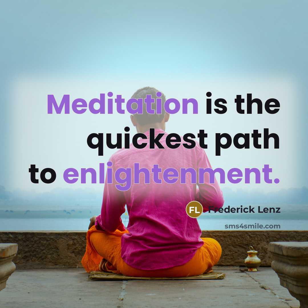 “Meditation is the quickest path to enlightenment.” quote by Frederick Lenz