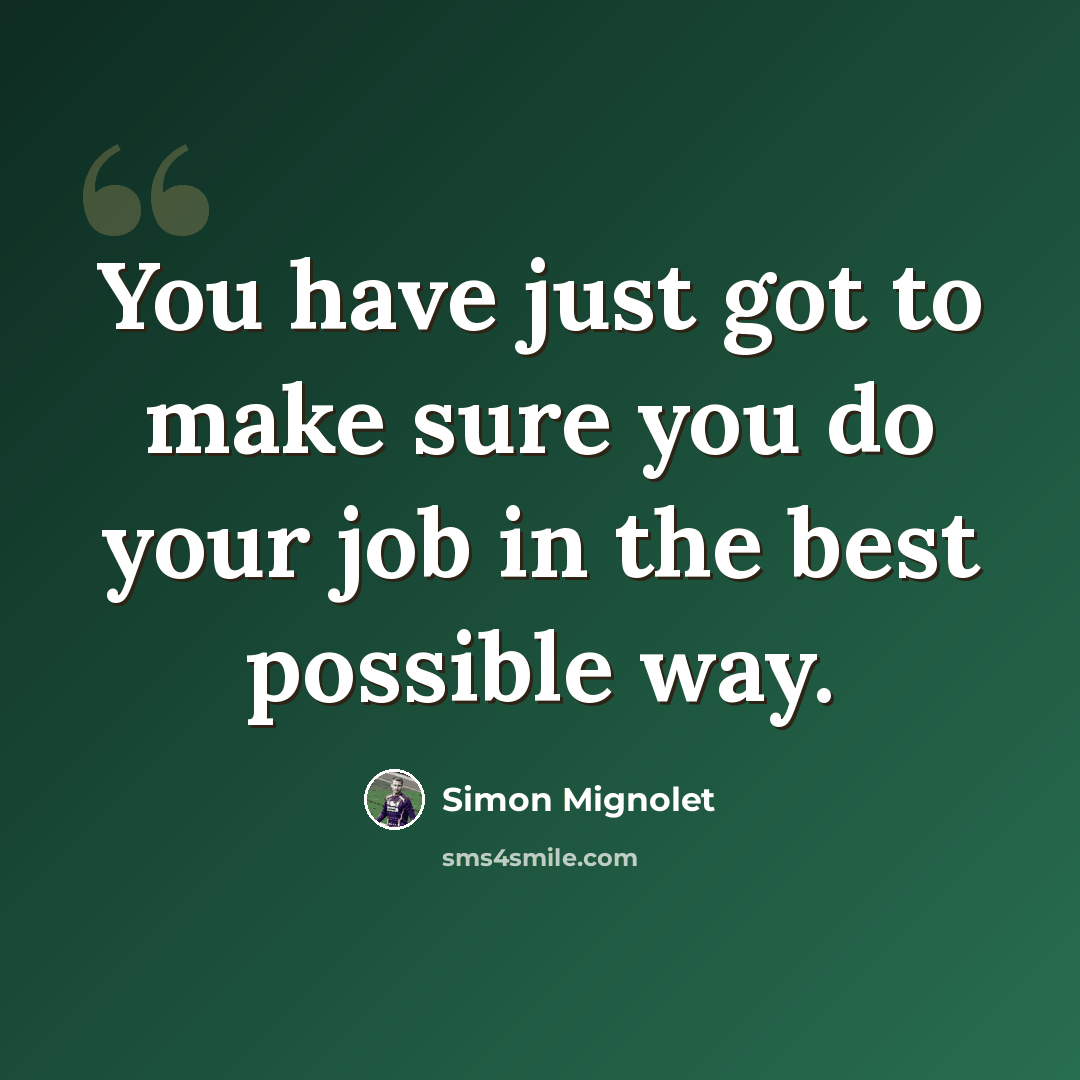 “You have just got to make sure you do your job in the best possible way.” quote by Simon Mignolet