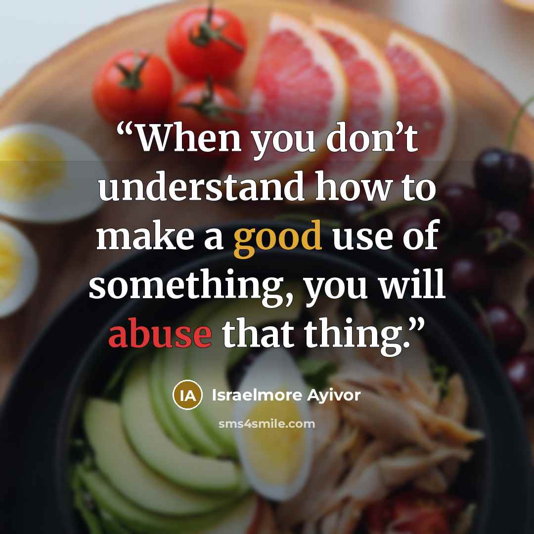 “When you don’t understand how to make a good use of something, you will abuse that thing.” quote by Israelmore Ayivor