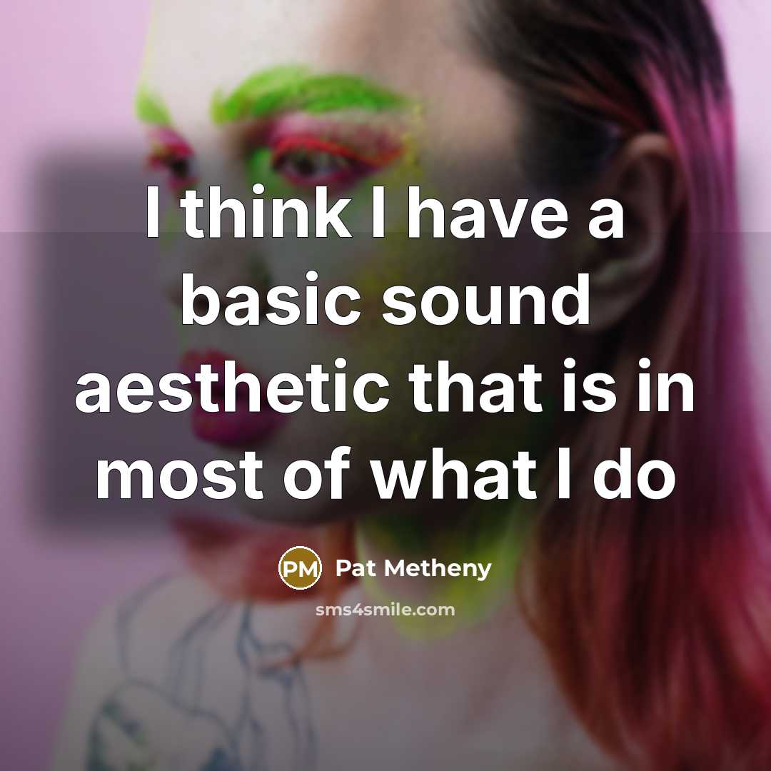 “I think I have a basic sound aesthetic that is in most of what I do” quote by Pat Metheny
