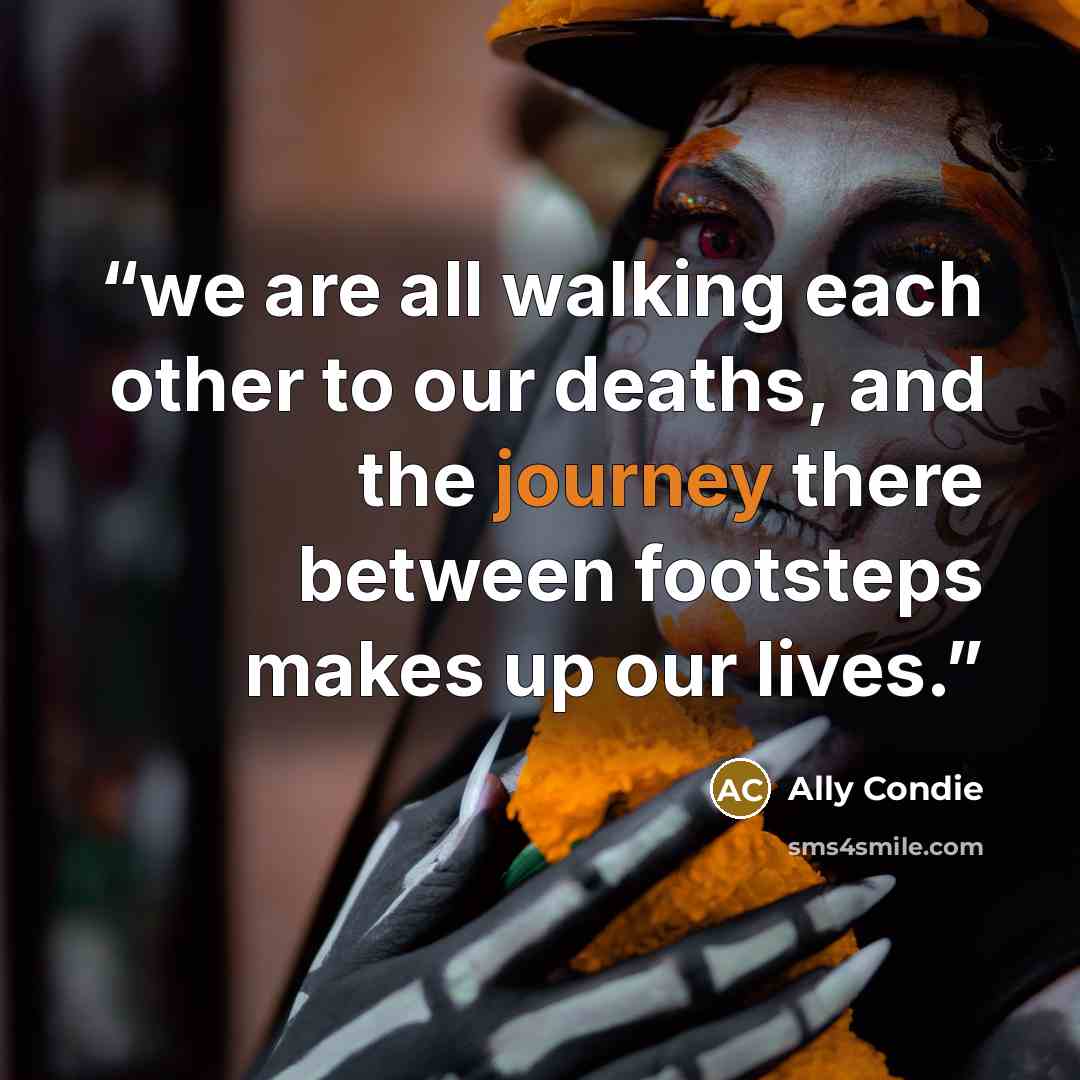 “we are all walking each other to our deaths, and the journey there between footsteps makes up our lives.” quote by Ally Condie