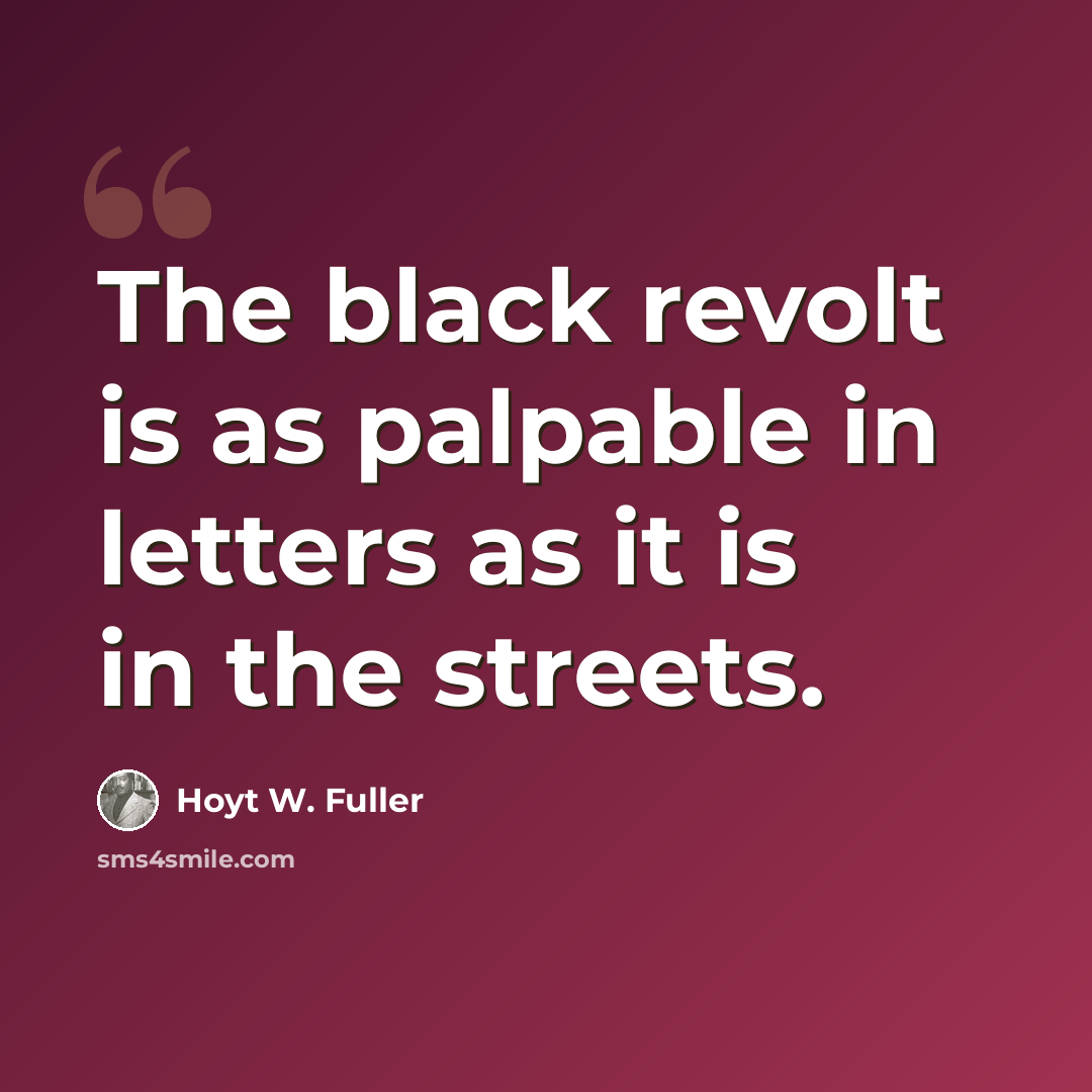 “The black revolt is as palpable in letters as it is in the streets.” quote by Hoyt W. Fuller