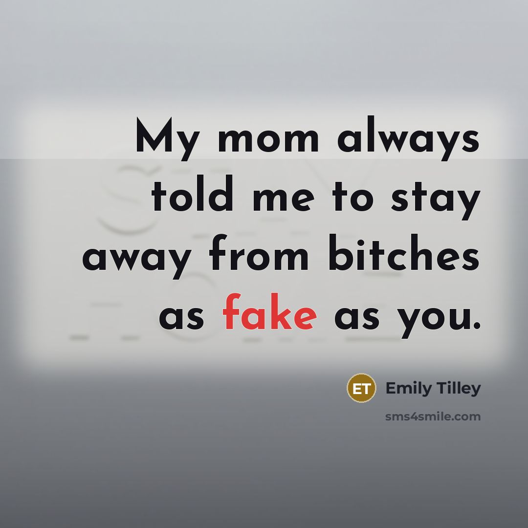 “My mom always told me to stay away from bitches as fake as you.” quote by Emily Tilley