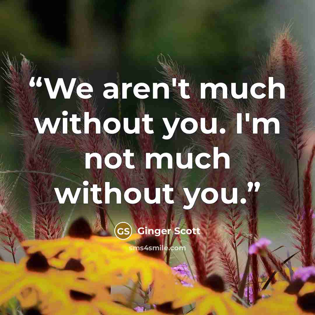“We aren't much without you. I'm not much without you.” quote by Ginger Scott