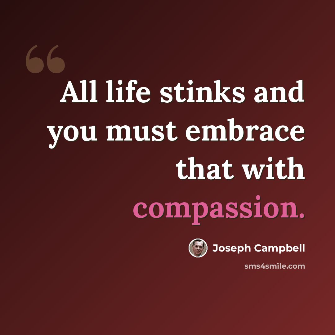 “All life stinks and you must embrace that with compassion.” quote by Joseph Campbell