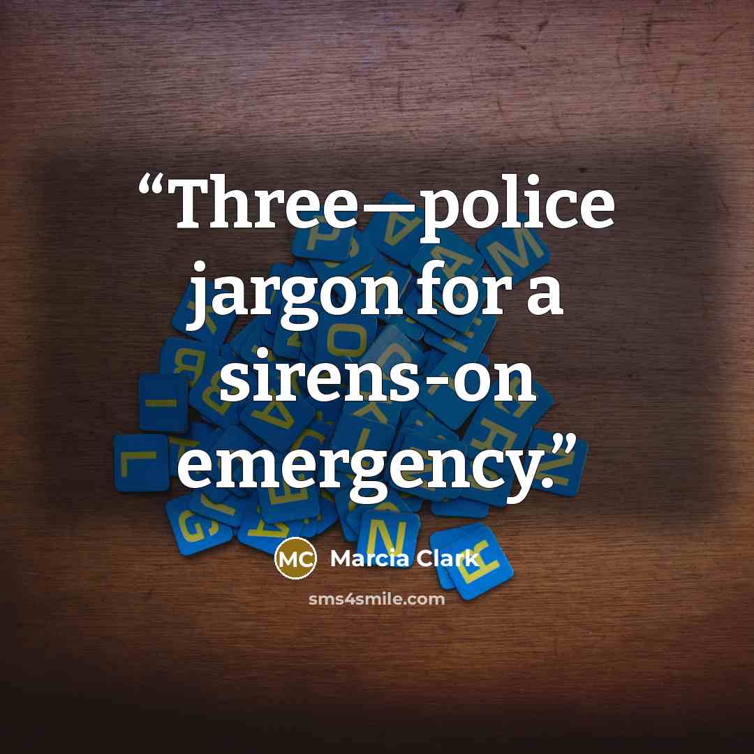“Three—police jargon for a sirens-on emergency.” quote by Marcia Clark