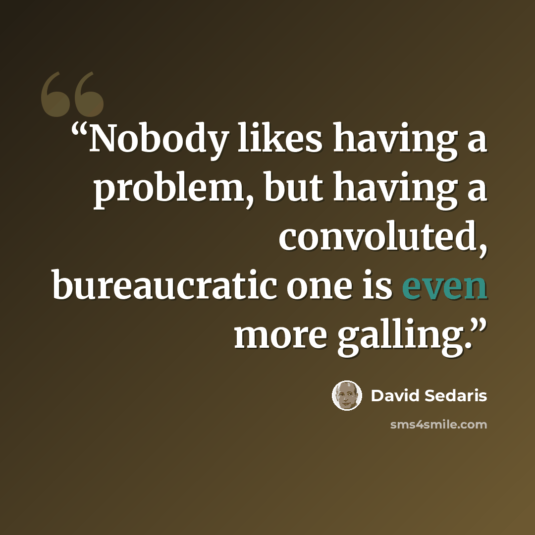 “Nobody likes having a problem, but having a convoluted, bureaucratic one is even more galling.” quote by David Sedaris