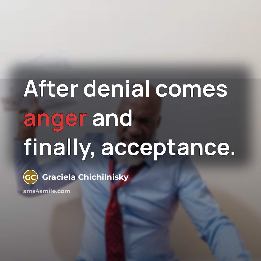 “After denial comes anger and finally, acceptance.” quote by Graciela Chichilnisky