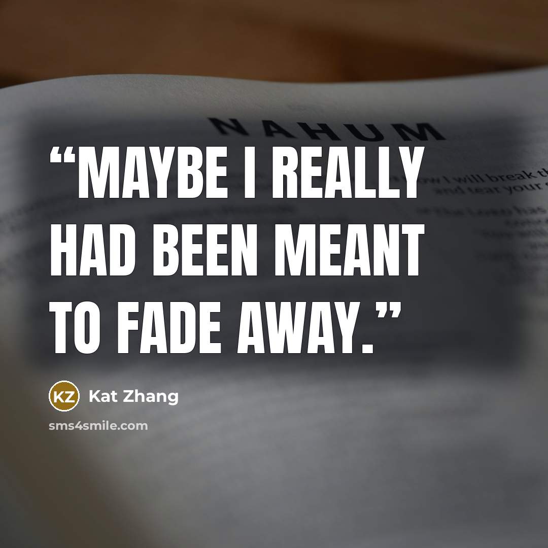 “Maybe I really had been meant to fade away.” quote by Kat Zhang