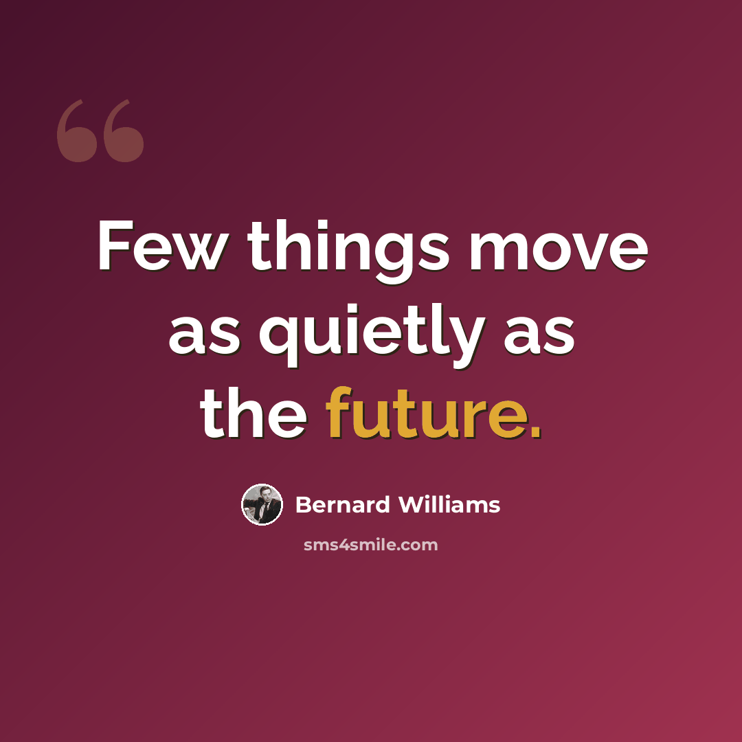 “Few things move as quietly as the future.” quote by Bernard Williams