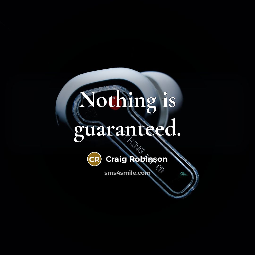 “Nothing is guaranteed.” quote by Craig Robinson