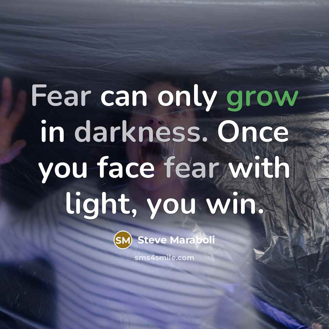 “Fear can only grow in darkness. Once you face fear with light, you win.” quote by Steve Maraboli