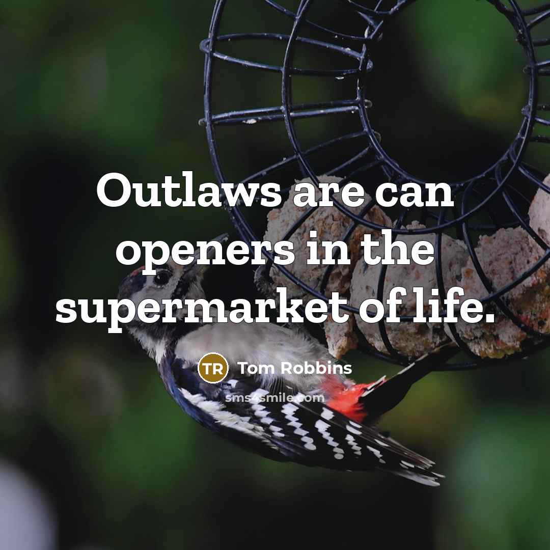 “Outlaws are can openers in the supermarket of life.” quote by Tom Robbins