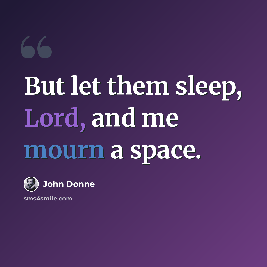 “But let them sleep, Lord, and me mourn a space.” quote by John Donne