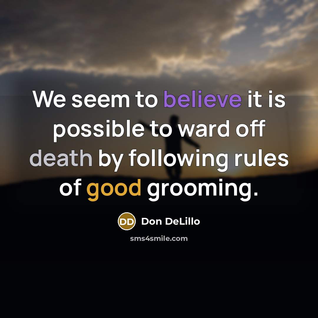 “We seem to believe it is possible to ward off death by following rules of good grooming.” quote by Don DeLillo