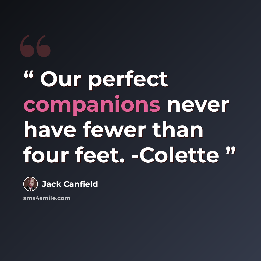 “Our perfect companions never have fewer than four feet. -Colette” quote by Jack Canfield