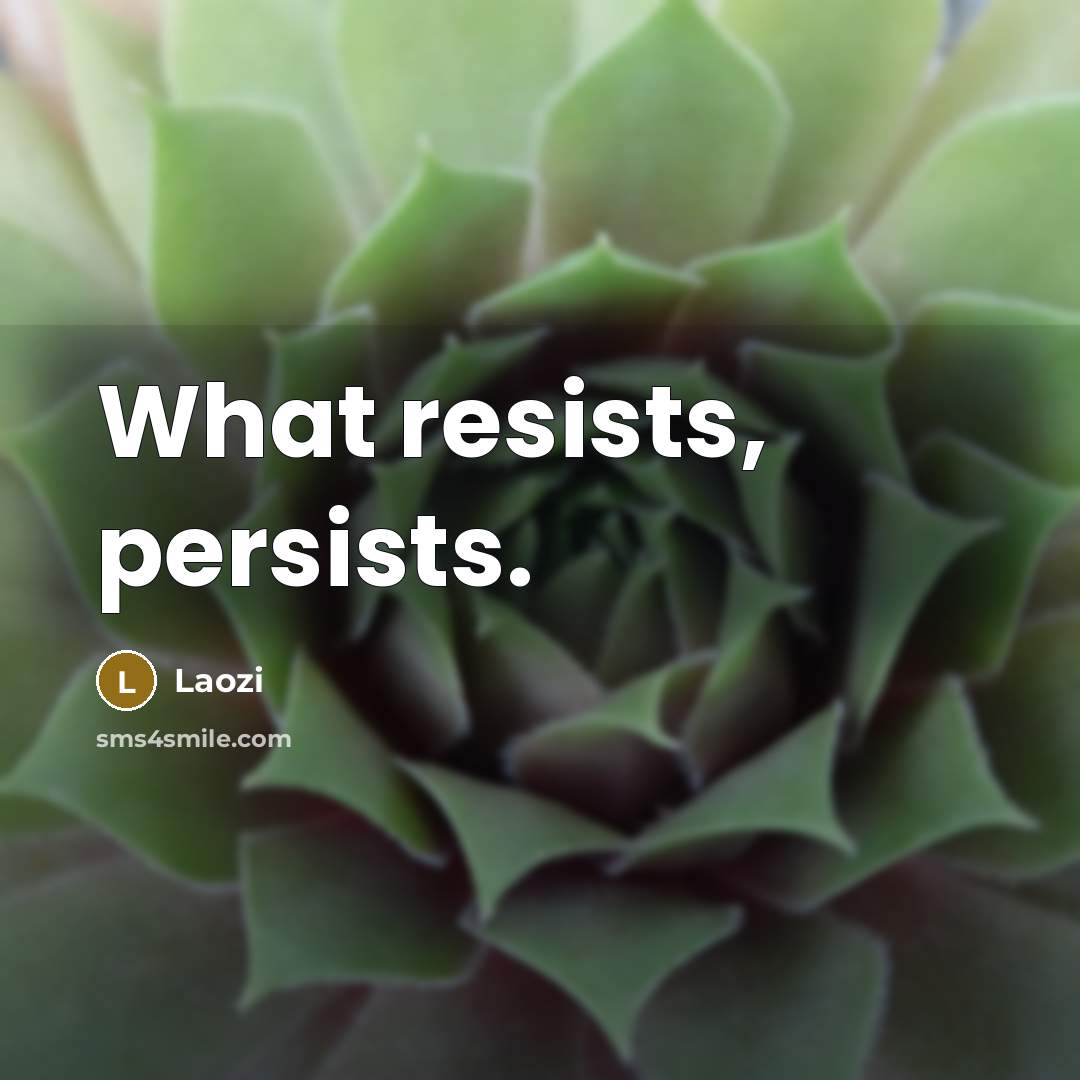 “What resists, persists.” quote by Laozi