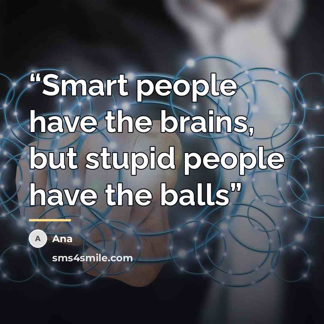 “Smart people have the brains, but stupid people have the balls” quote by Ana
