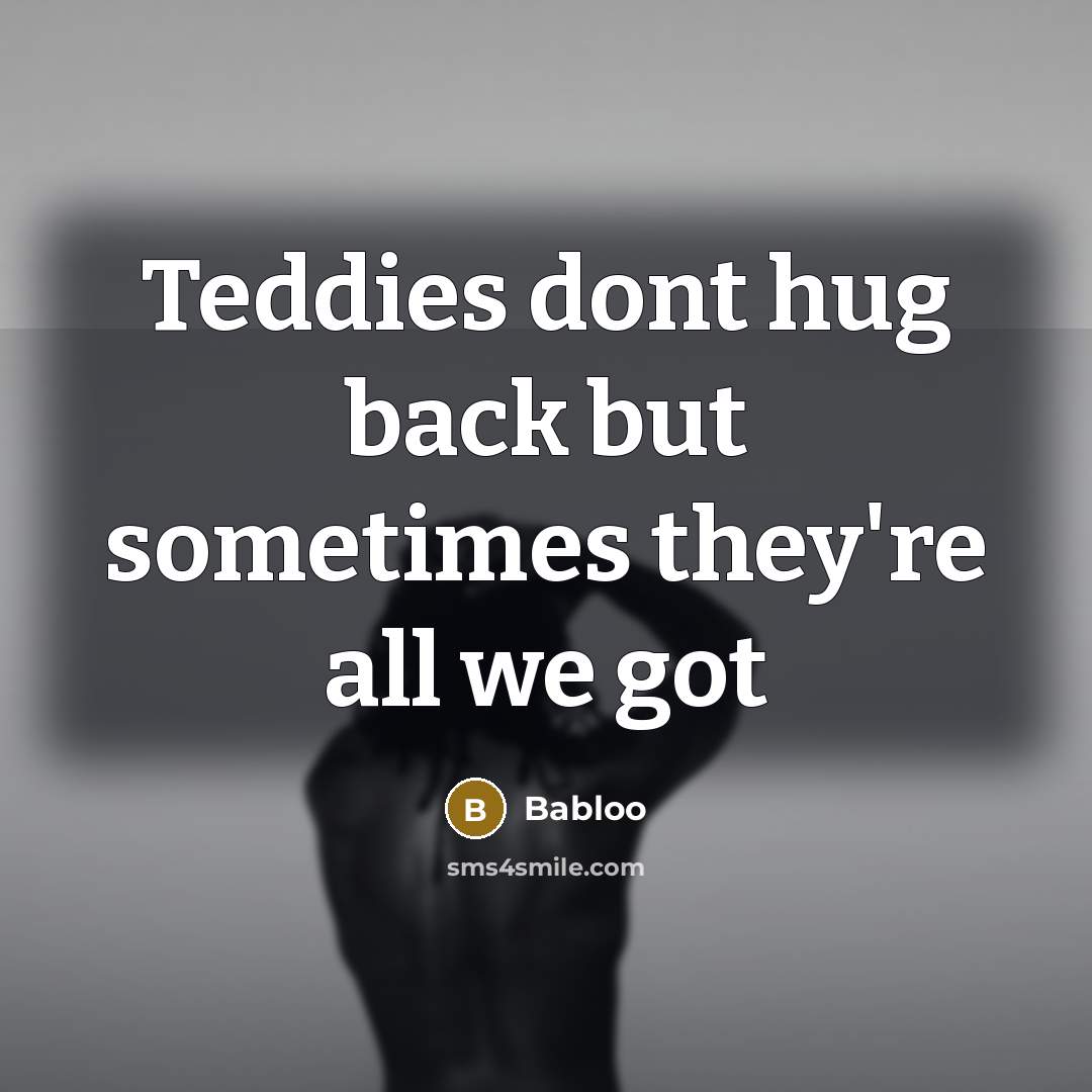“Teddies dont hug back but sometimes they're all we got” quote by Babloo