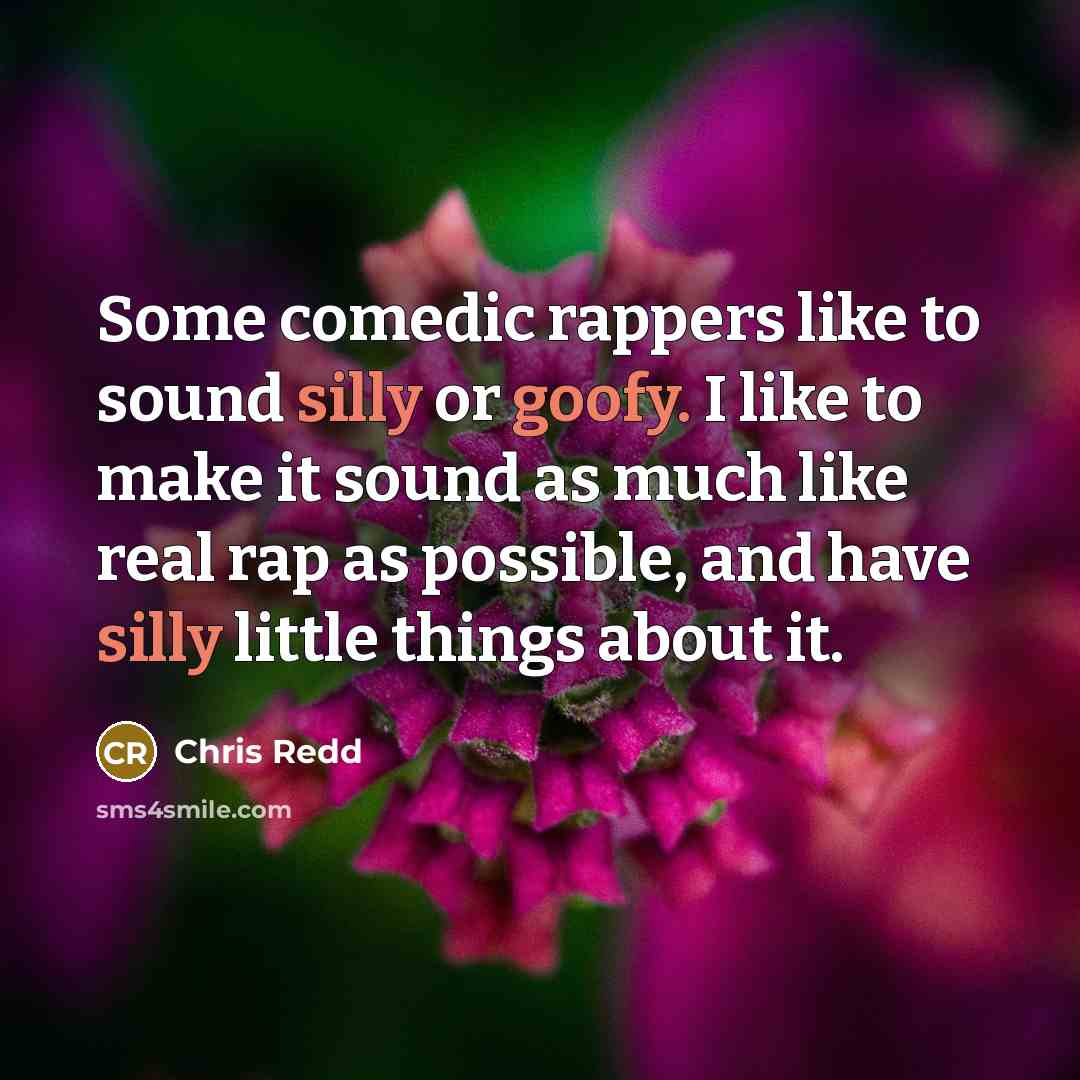 “Some comedic rappers like to sound silly or goofy. I like to make it sound as much like real rap as possible, and have silly little things about it.” quote by Chris Redd