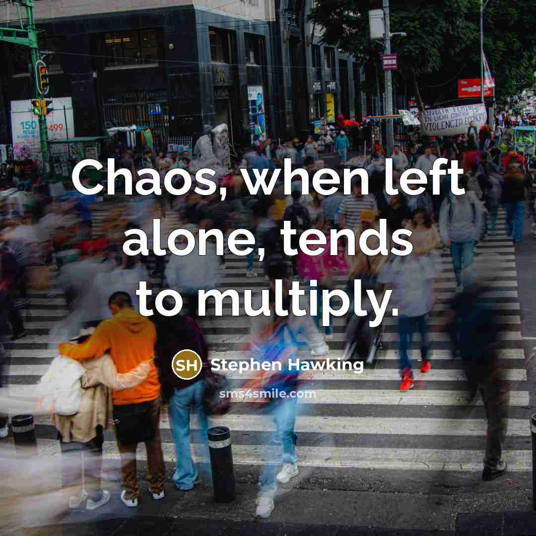 “Chaos, when left alone, tends to multiply.” quote by Stephen Hawking