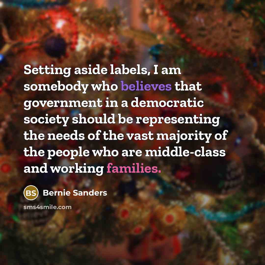 “Setting aside labels, I am somebody who believes that government in a democratic society should be representing the needs of the vast majority of the people who are middle-class and working families.” quote by Bernie Sanders
