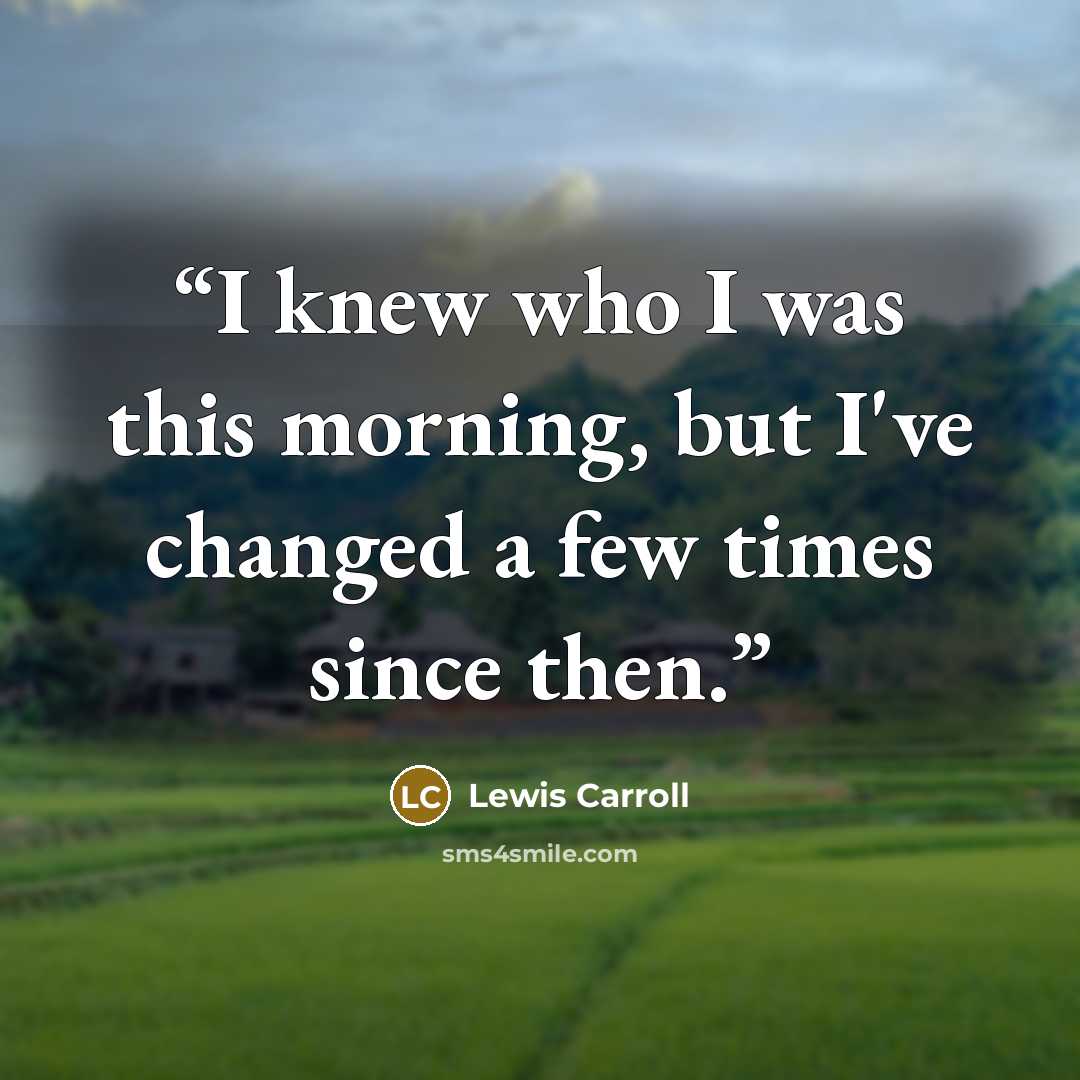 “I knew who I was this morning, but I've changed a few times since then.” quote by Lewis Carroll