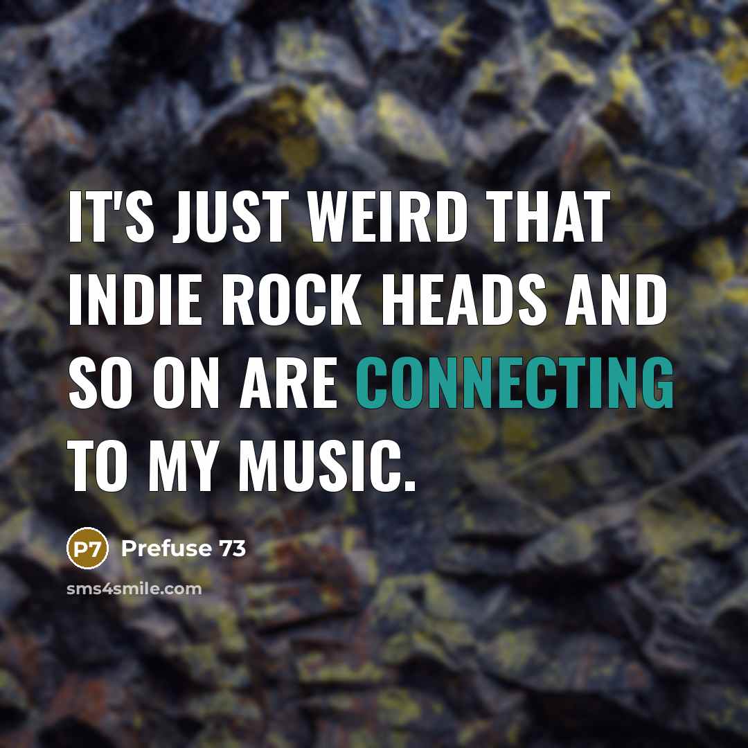 “It's just weird that indie rock heads and so on are connecting to my music.” quote by Prefuse 73