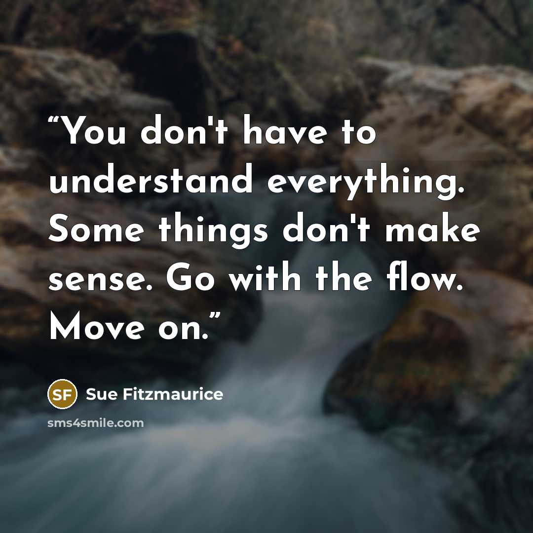 “You don't have to understand everything. Some things don't make sense. Go with the flow. Move on.” quote by Sue Fitzmaurice