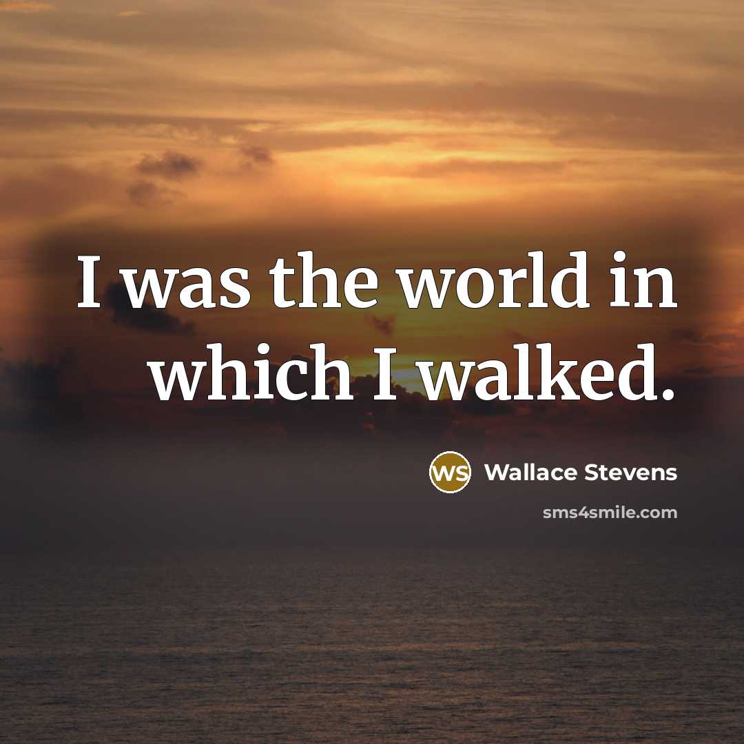 “I was the world in which I walked.” quote by Wallace Stevens