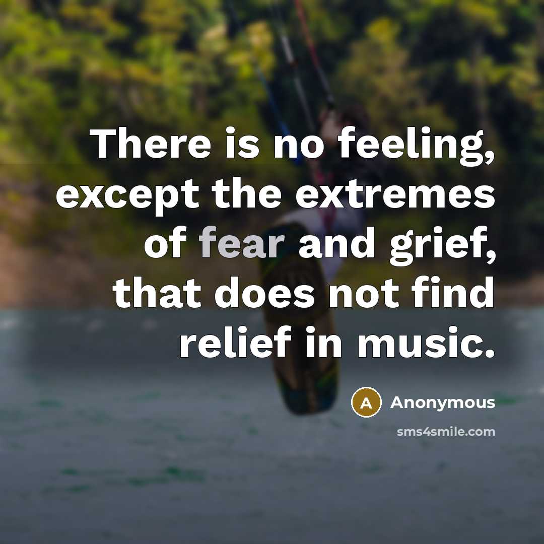“There is no feeling, except the extremes of fear and grief, that does not find relief in music.” quote by Anonymous