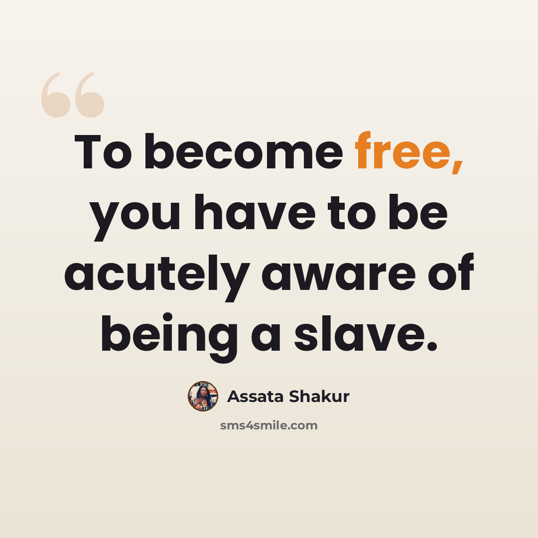 “To become free, you have to be acutely aware of being a slave.” quote by Assata Shakur