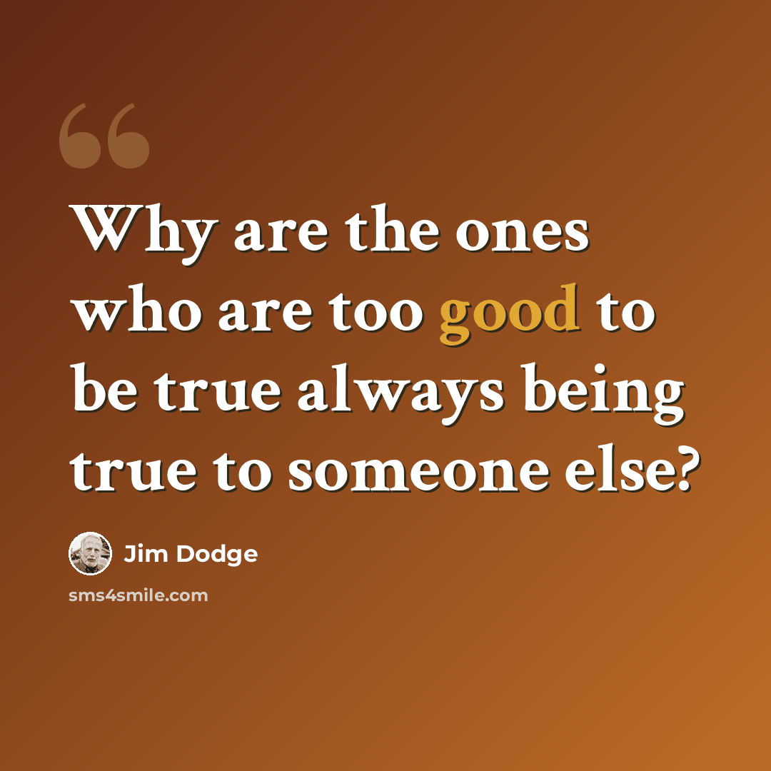 “Why are the ones who are too good to be true always being true to someone else?” quote by Jim Dodge