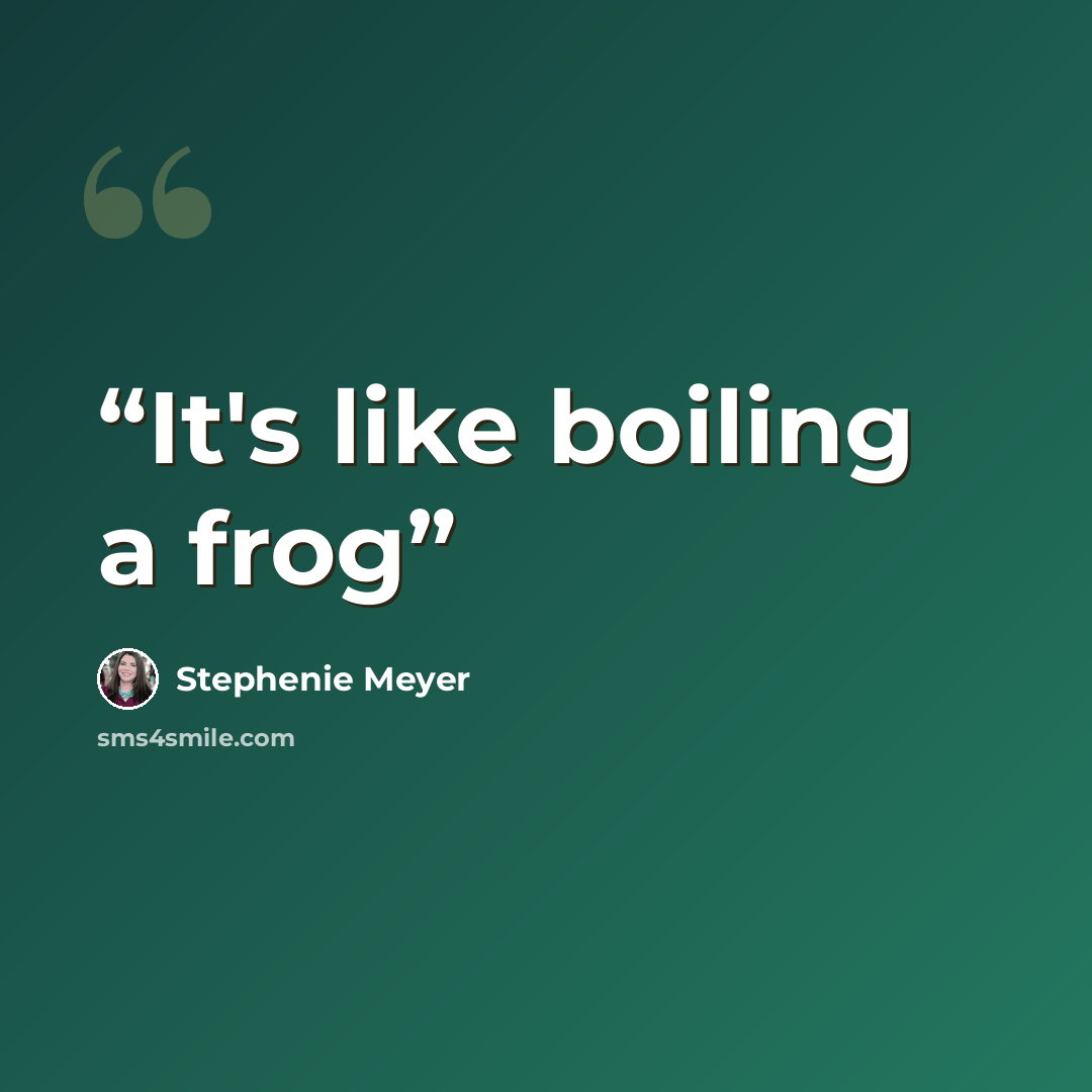 “It's like boiling a frog” quote by Stephenie Meyer