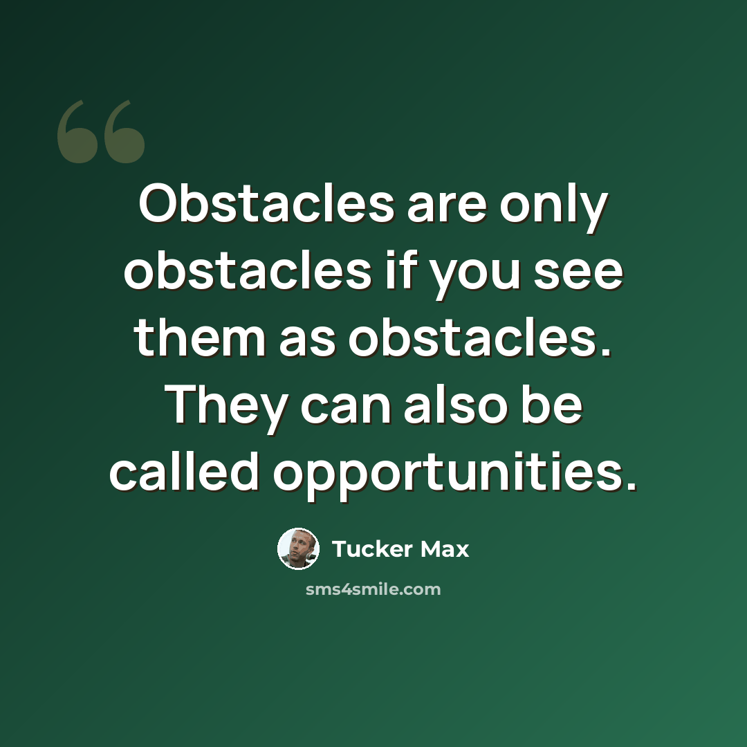 “Obstacles are only obstacles if you see them as obstacles. They can also be called opportunities.” quote by Tucker Max