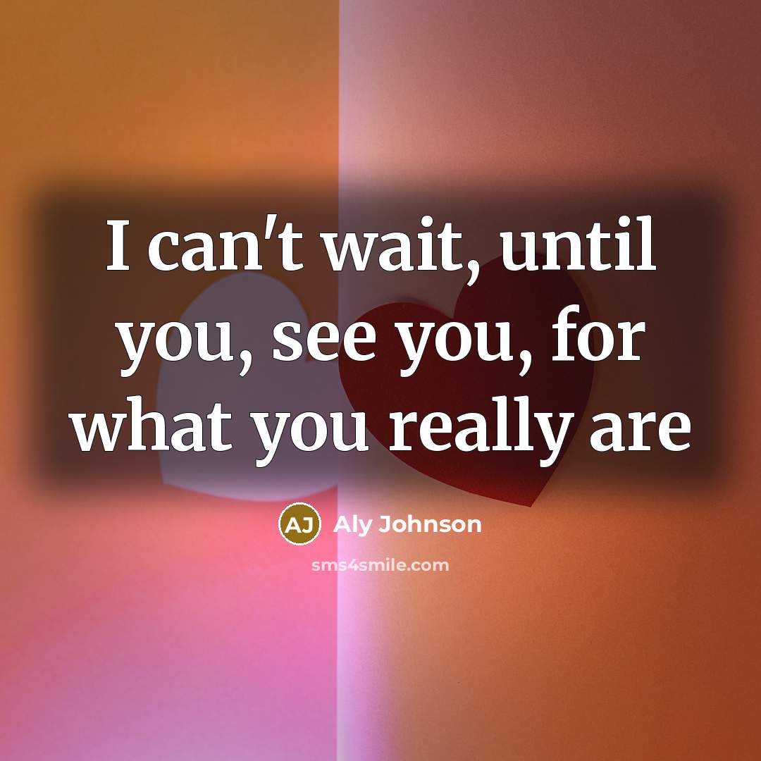 “I can't wait, until you, see you, for what you really are” quote by Aly Johnson