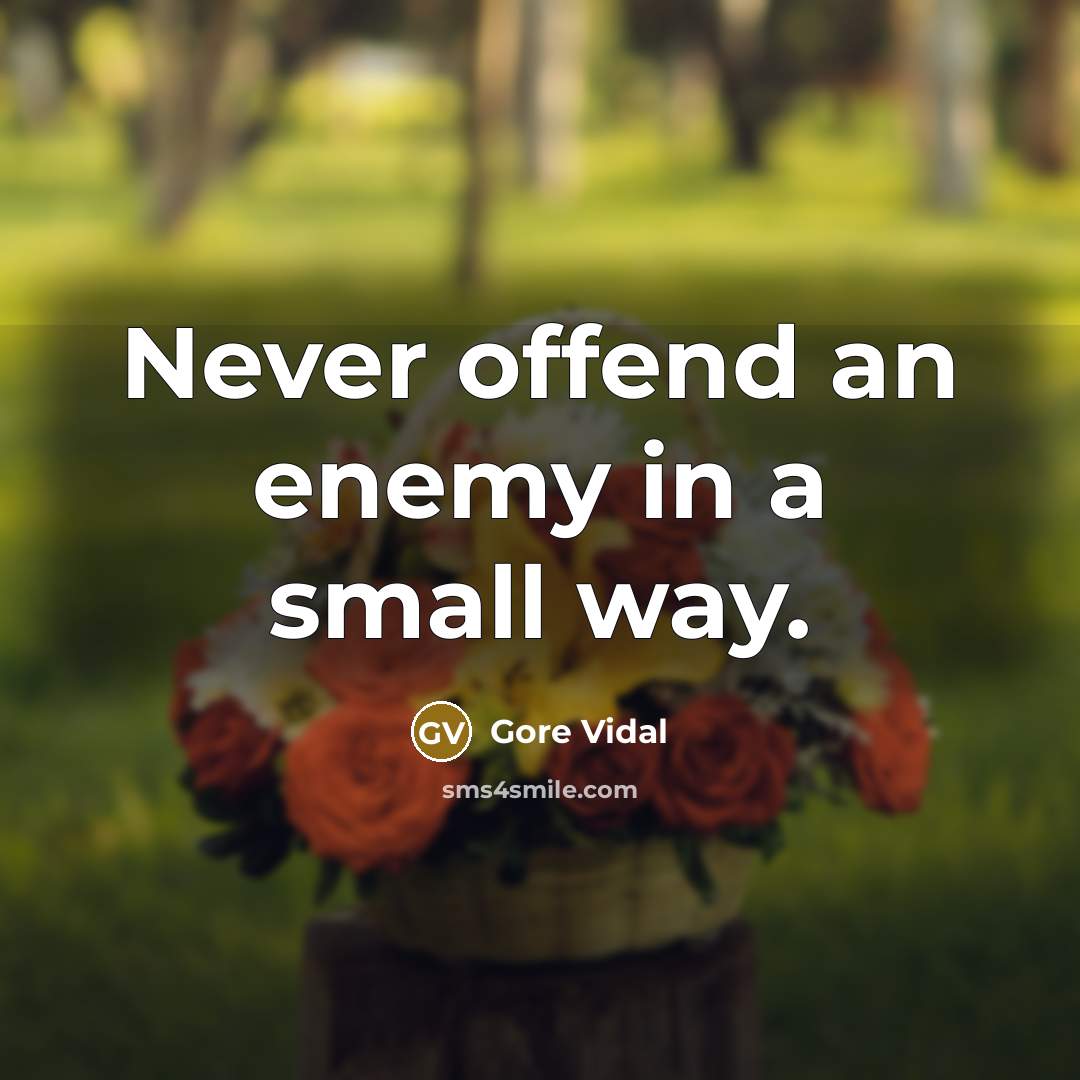 “Never offend an enemy in a small way.” quote by Gore Vidal