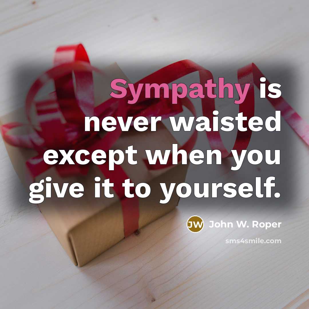 “Sympathy is never waisted except when you give it to yourself.” quote by John W. Roper