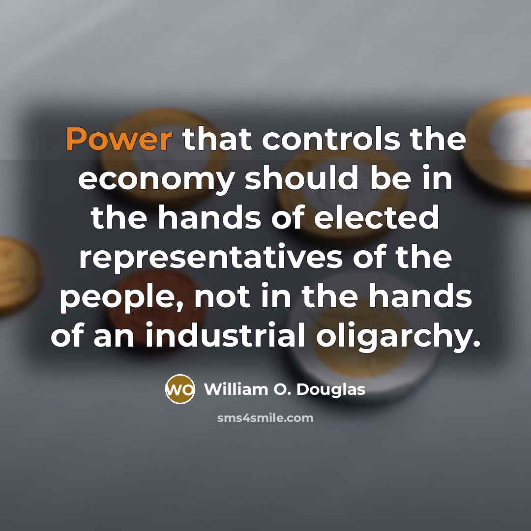 “Power that controls the economy should be in the hands of elected representatives of the people, not in the hands of an industrial oligarchy.” quote by William O. Douglas