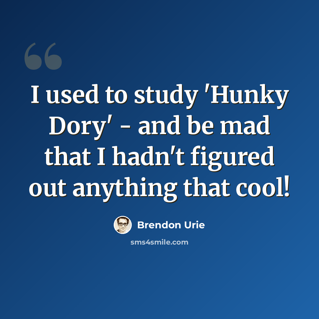 “I used to study 'Hunky Dory' - and be mad that I hadn't figured out anything that cool!” quote by Brendon Urie
