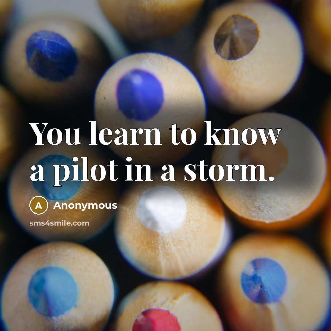 “You learn to know a pilot in a storm.” quote by Anonymous