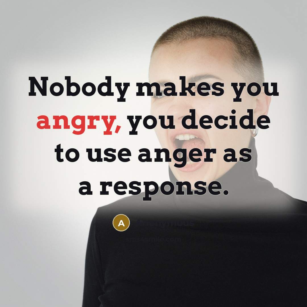 “Nobody makes you angry, you decide to use anger as a response.” quote by Anonymous