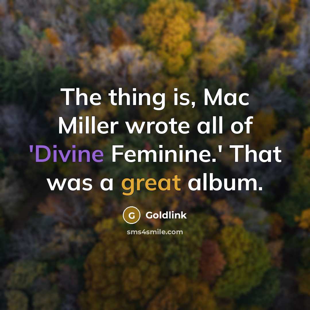 “The thing is, Mac Miller wrote all of 'Divine Feminine.' That was a great album.” quote by Goldlink