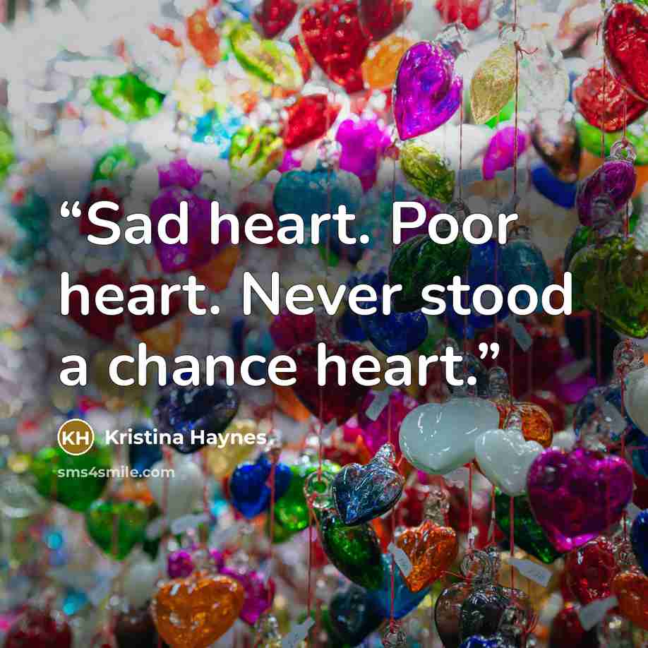 “Sad heart. Poor heart. Never stood a chance heart.” quote by Kristina Haynes