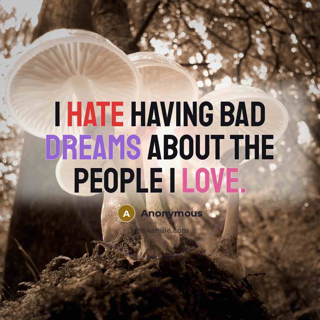 “I hate having bad dreams about the people I love.” quote by Anonymous